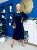 Lindsey Bow Detail Velvet Occasion Dress Navy image