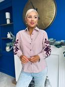 Mabel Embroidered Pinstripe Shirt Burgundy image