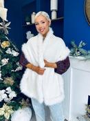 Kerri Faux Fur Trim Scarf Cream image