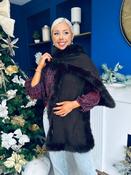 Kerri Faux Fur Trim Scarf Chocolate image
