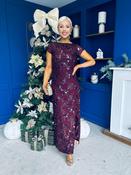 Georgie sequin Lace Split Maxi Dress Burgundy image