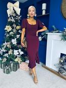 Darcie Flaired Sleeve Frill Midi Dress Burgundy image