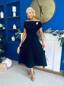 Bailey Gold Brooch Detail Midi Dress Black image