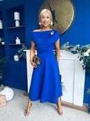 Bailey Gold Brooch Detail Midi Dress Cobalt image