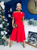 Bailey Gold Brooch Detail Midi Dress Red image