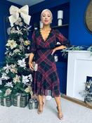 Abigail Lace Trim Midi Dress Check Black image