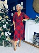 Abigail Lace Trim Midi Dress Check Rouge image