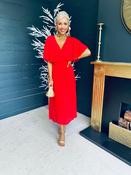 Stace Pleated Midi Dress Red image