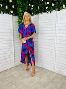 Blair Purple &amp; Cobalt Abstract Knot Detail Wrap Maxi Dress