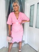 Aubree Pleated Chiffon &amp; Lace Dress Pink