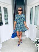 Esther Smock Dress Green/Blue Floral image