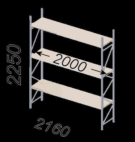 2000mm Long x 800mm Deep x 2.25 Metre High (324KG Capacity) 3 Levels ...