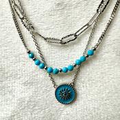 Silver Turquoise Layered Necklace - Caragh Jewellers image