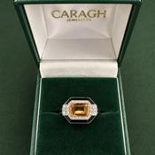 Citrine Diamond &amp; Enamel Ring - Caragh Jewellers image