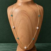 Pearl &amp; Green Agate Necklace - Caragh Jewellers image