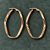 Gold oblong twist large hoops - Caragh Jewellers
