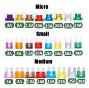 120pcs Mix Set of Micro/Small/Medium Car Fuses 3A 5A 7.5A 10A 15A 20A 25A 30A 35A 40A Amp Auto Blade Type Fuse Set Truck Auto Fuse Set image