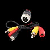 4-pin Male to BNC/RCA+DC line AV Car Adapter Cable Connection for Camera