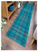 Glendale Tartan Runner Rug - Teal/Grey image