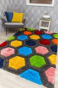 Paradise Honeycomb - 3D Shaggy Rug - Multicolour image