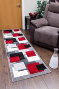 Tempo Squares Runner Rug - Black/Grey/Red image
