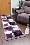 Tempo Squares Runner Rug - Black/Grey/Purple image