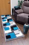 Tempo Squares Runner Rug - Black/Grey/Teal image