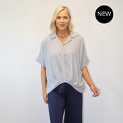 Harper Collar Button Top (Grey) image