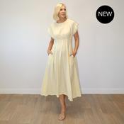 Elise Pleated Midi Dress (Lemon) image