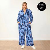 Vogue Jumpsuit (Navy/Orange Abstract)