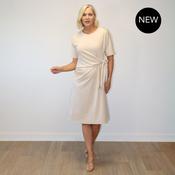 Rosa Knot Front Midi Dress (Beige) image