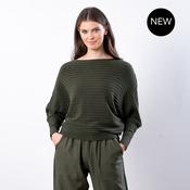 Ellis Batwing Round Neck Top (Khaki)
