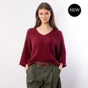Emily V Neck Batwing Top (Wine)