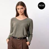 Kylie V Neck Jumper (Khaki) image