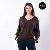 Lexie Batwing V-Neck Top (Brown)