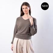 Lexie Batwing V-Neck Top (Taupe)