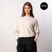 Mariah Batwing Fine Knit Top (Beige) image