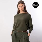 Mariah Batwing Fine Knit Top (Khaki) image