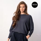 Mariah Batwing Fine Knit Top (Navy) image