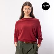 Mariah Batwing Fine Knit Top (Wine)