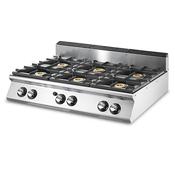 Virtus Gas range with 6 burners each 6 kW, pressed working top