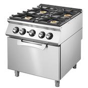 Virtus Gas range on static gas oven GN 2/1, 4 burners 