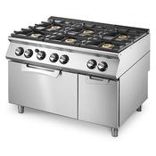 Virtus Gas range on static gas oven GN 2/1 and closed cabinet, 6 burners 