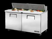 True Prep Table, 16x 1/6 Top Pans, 2 Solid Swing Doors