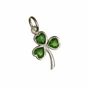 Sterling Silver Green Crystal Shamrock Charm