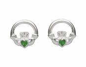 Stone Set Claddagh Studs