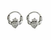 Cz Heart Claddagh Studs