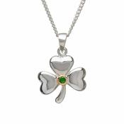 Sterling Silver Shamrock With Emd Centre Stone Pendant