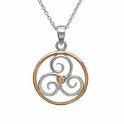 Sterling Silver &amp;amp; Rose Plated Circle Pendant