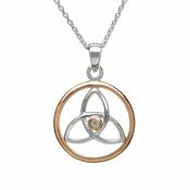Sterling Silver &amp;amp; Rose Plated Circle Pendant